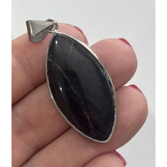 Marquise Cut Black Amethyst Silver  Pendant - Picture 10 of 10